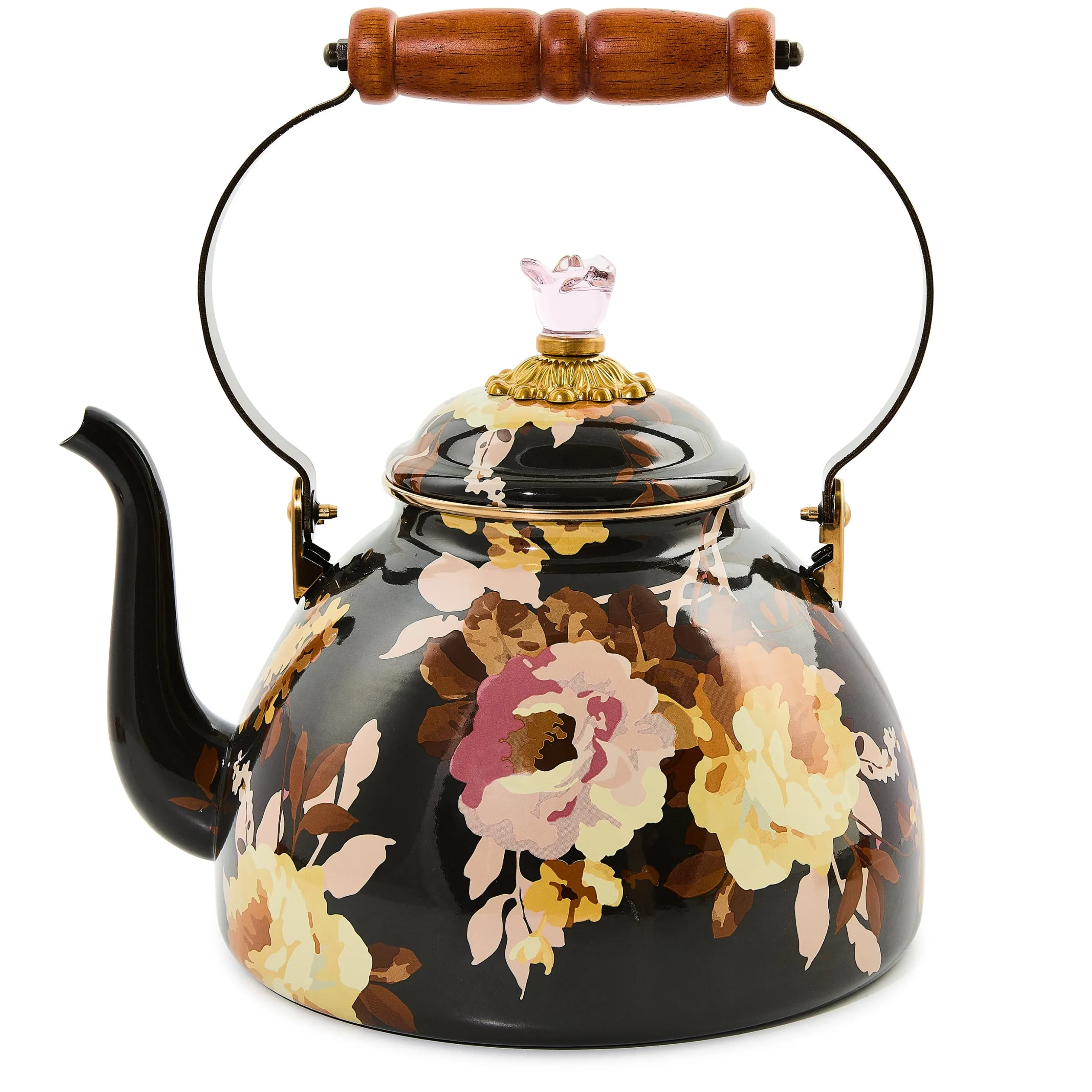 Wild Rose Brown 3 Quart Tea Kettle