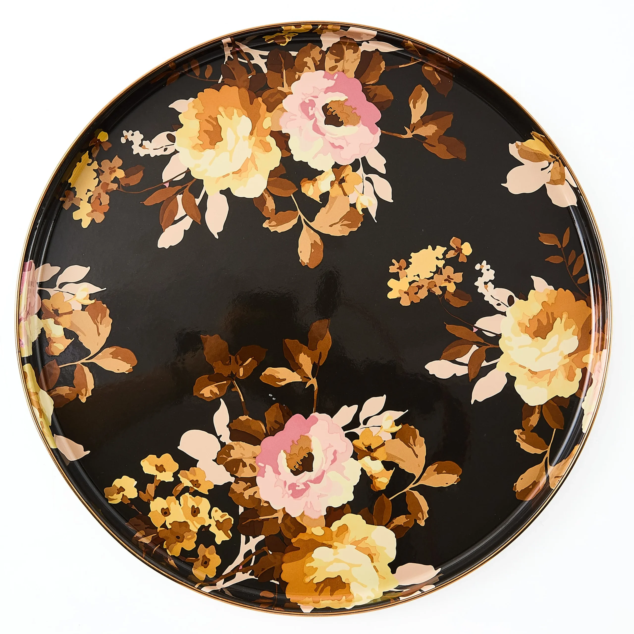 Wild Rose Brown Round Tray
