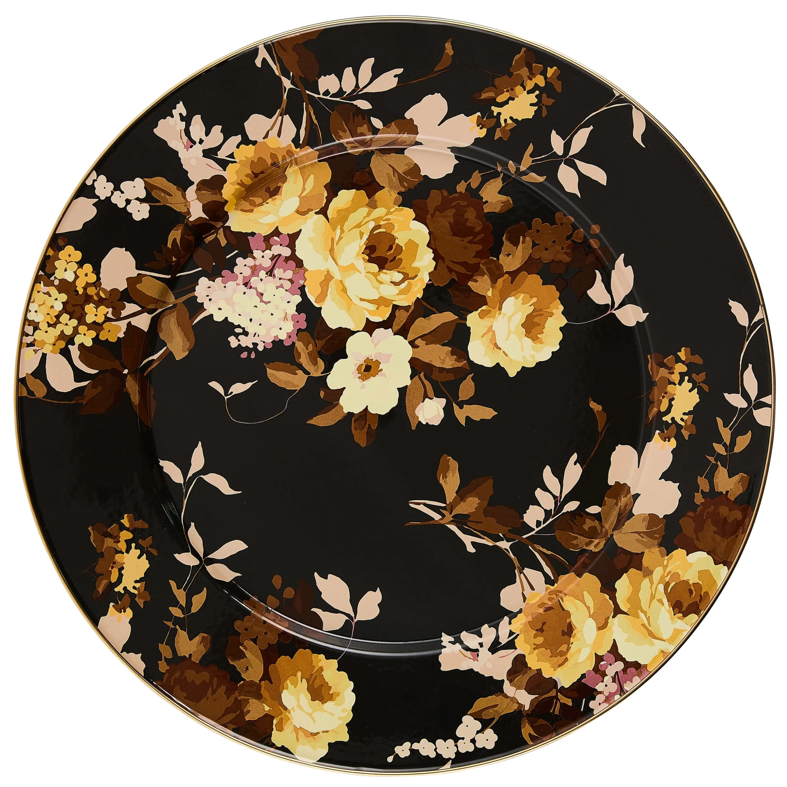 Wild Rose Brown Serving Platter
