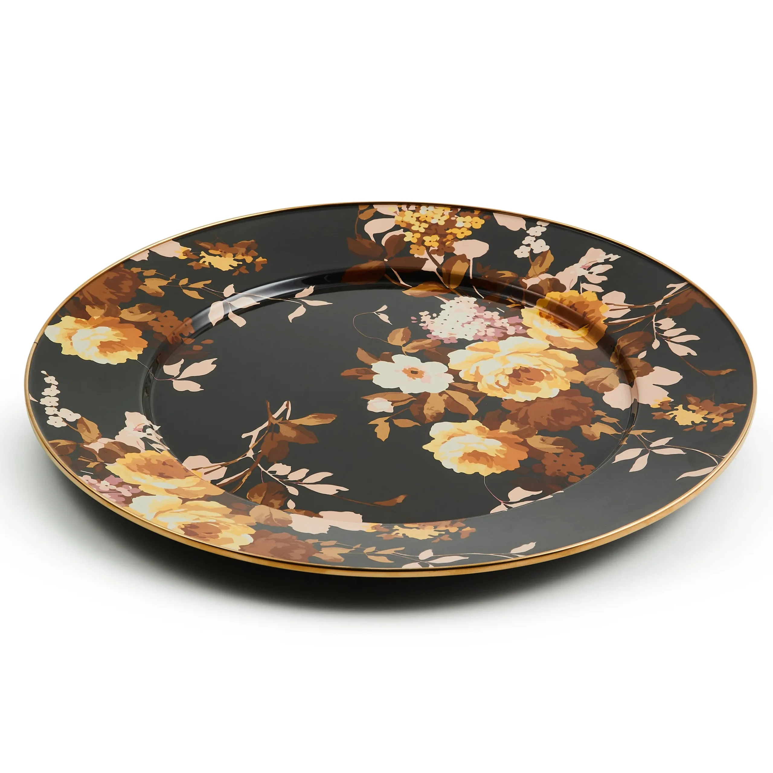 Wild Rose Brown Serving Platter