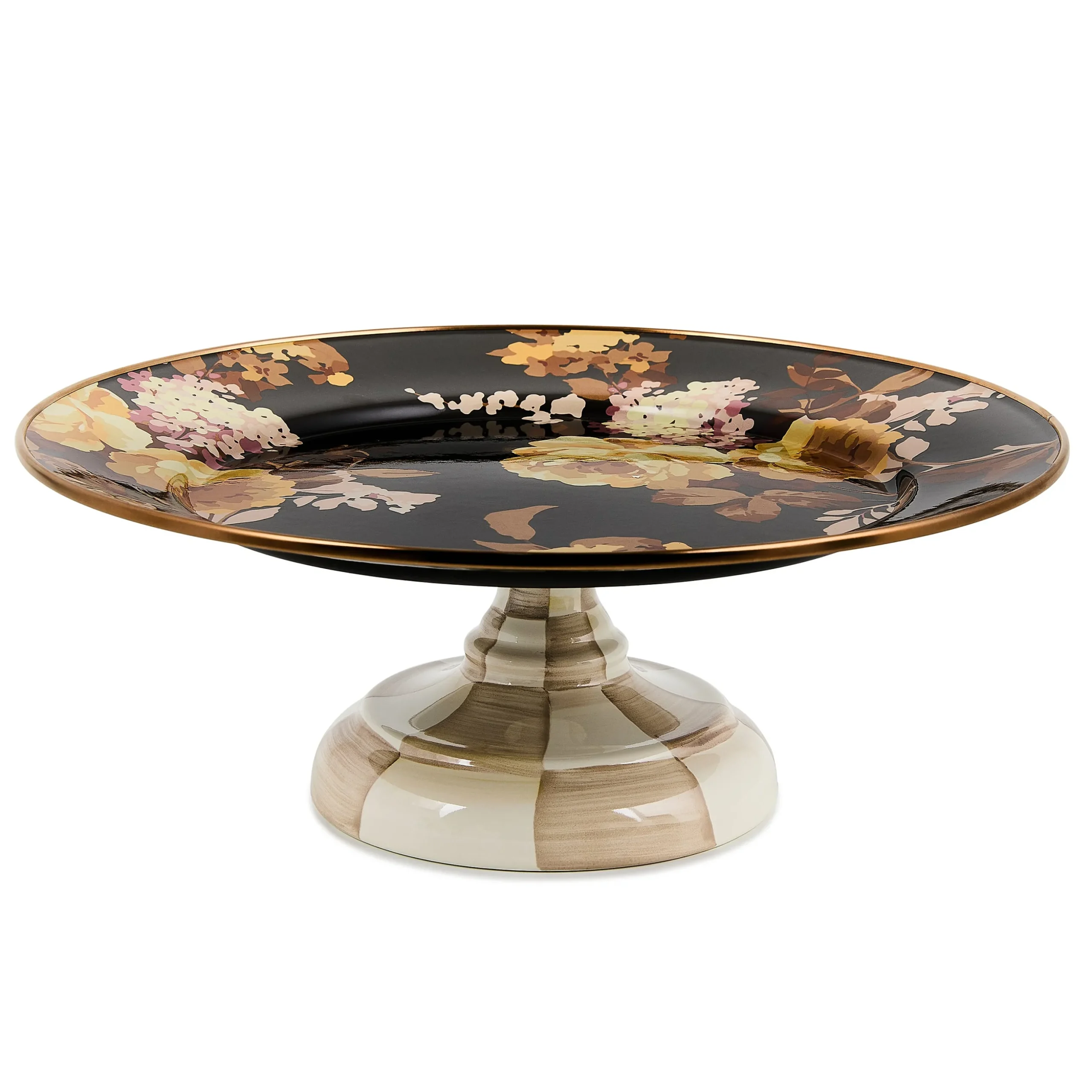 Wild Rose Brown Small Pedestal Platter