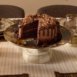 Wild Rose Brown Small Pedestal Platter