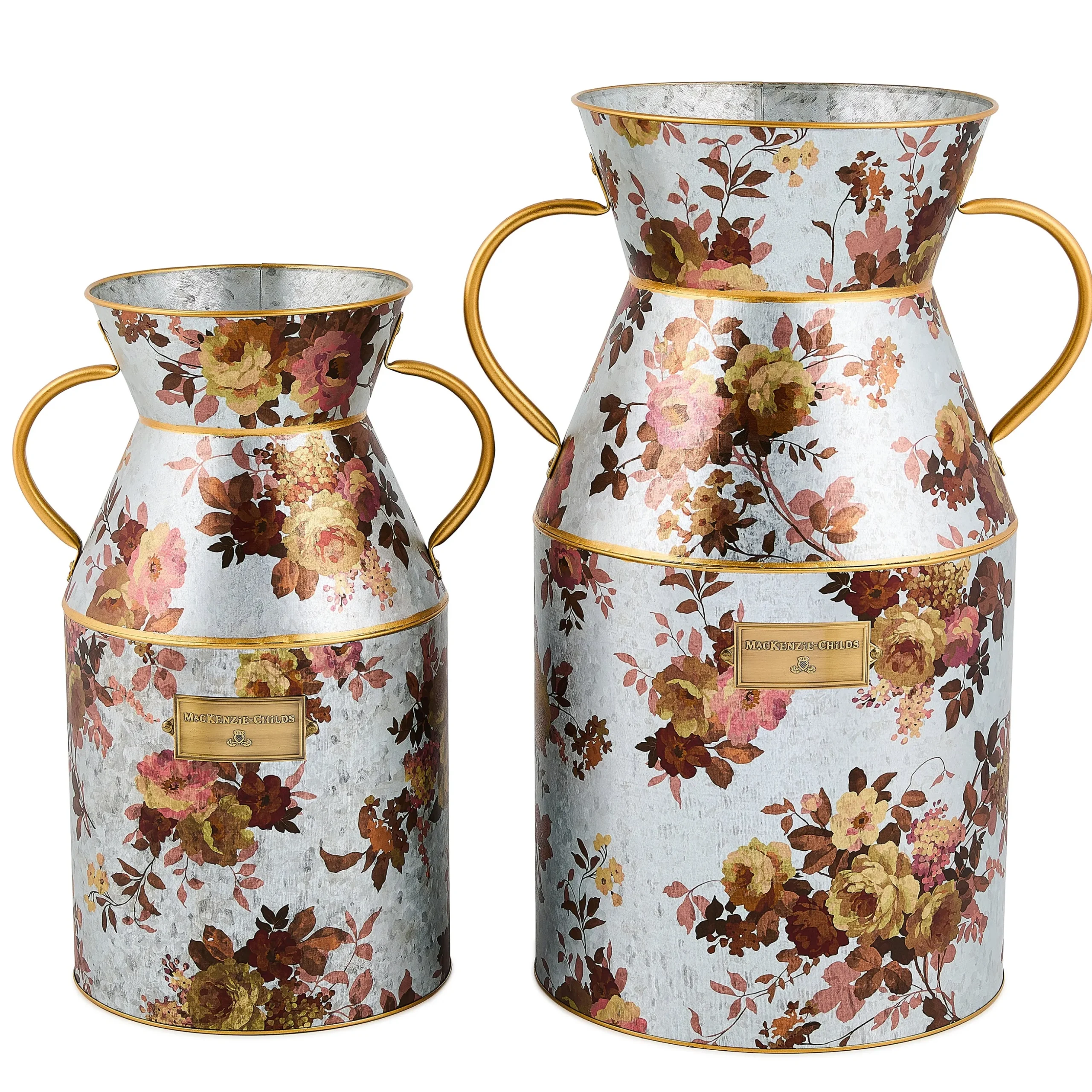 Wild Rose Galvanized Small Milk Can