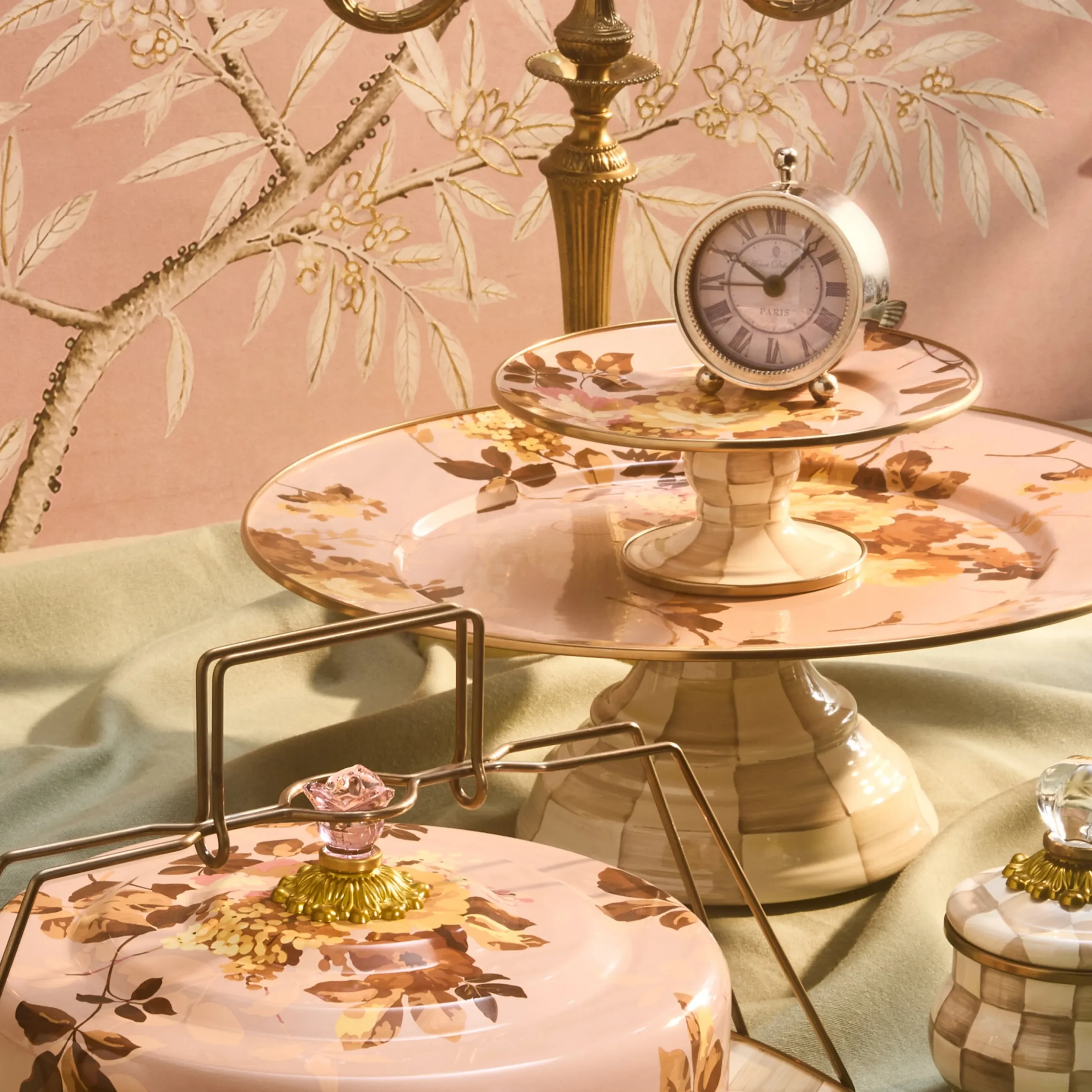 Wild Rose Mauve Large Pedestal Platter
