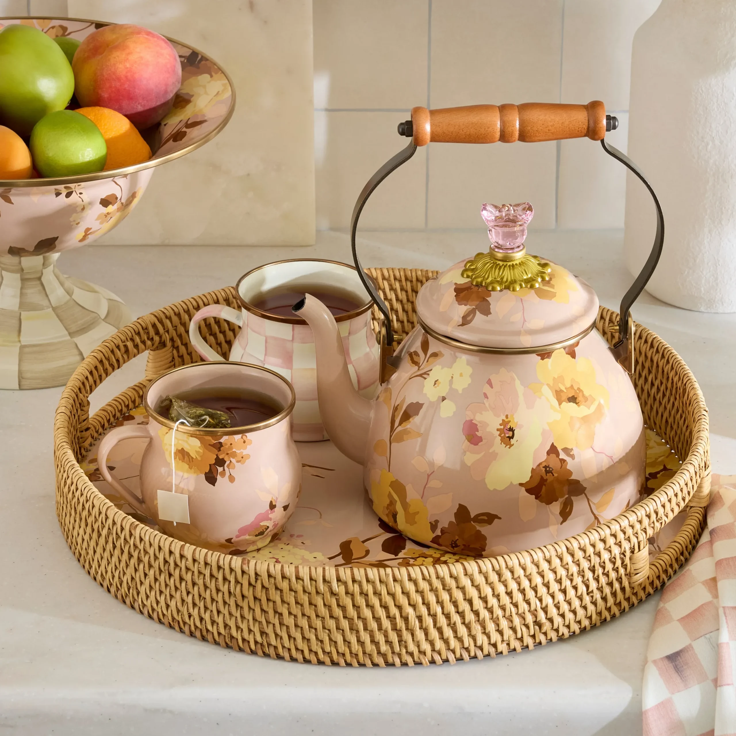 Wild Rose Mauve 2 Quart Tea Kettle