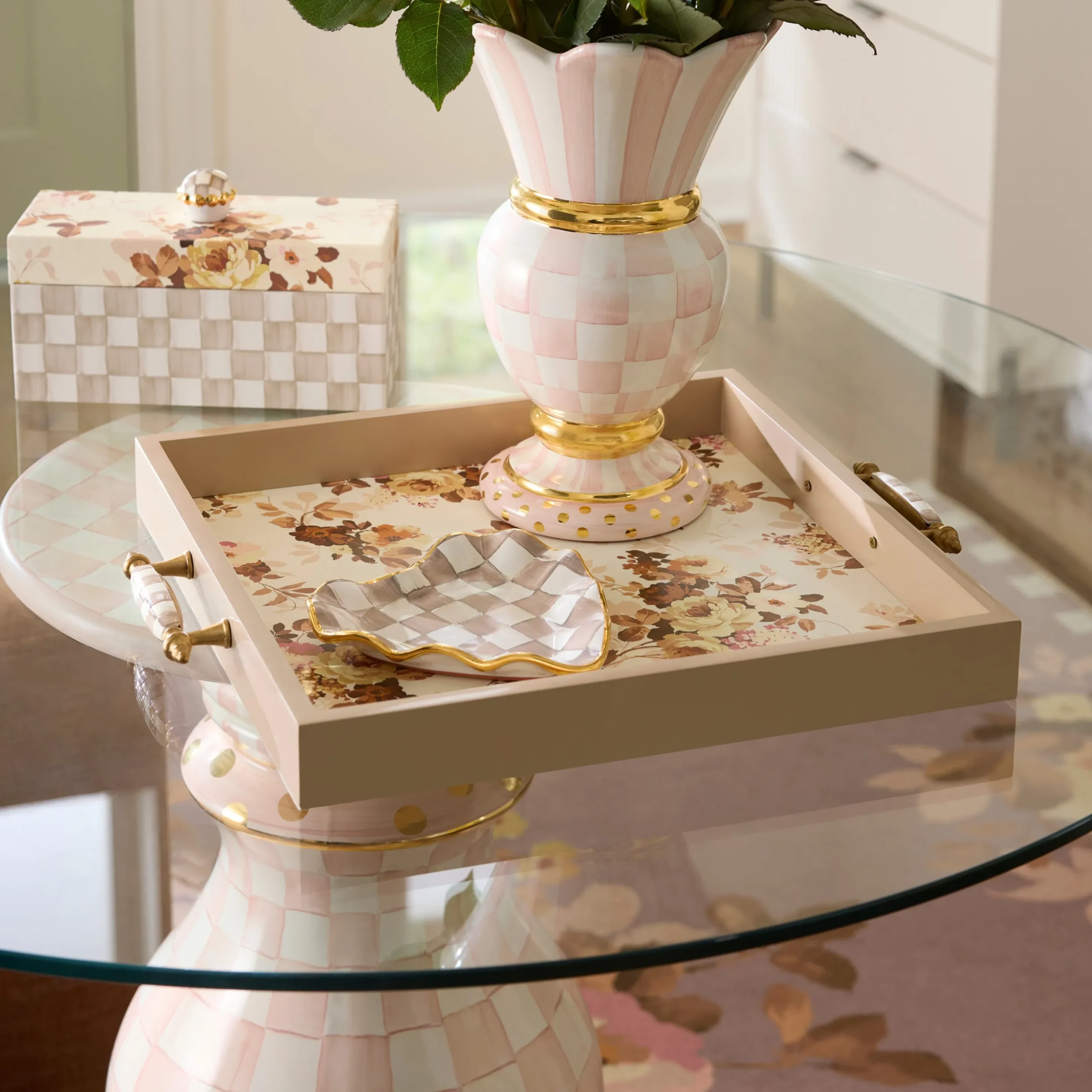 Wild Rose White Serving Tray